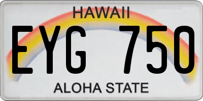 HI license plate EYG750