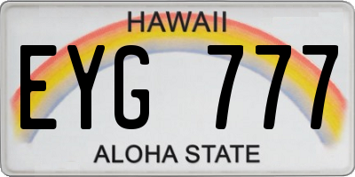 HI license plate EYG777