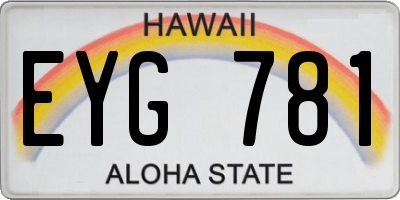 HI license plate EYG781