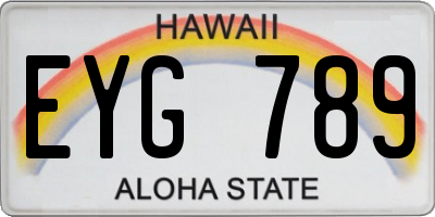 HI license plate EYG789