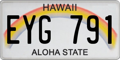 HI license plate EYG791