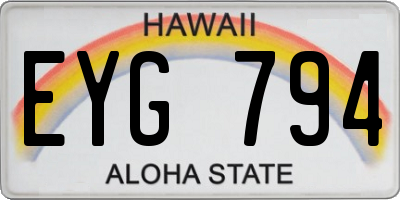HI license plate EYG794