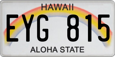 HI license plate EYG815