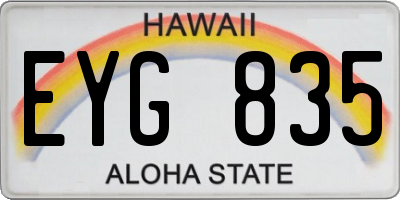 HI license plate EYG835