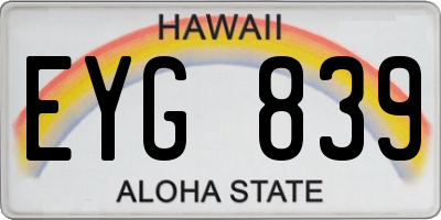 HI license plate EYG839