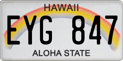 HI license plate EYG847