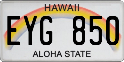 HI license plate EYG850