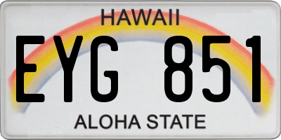HI license plate EYG851