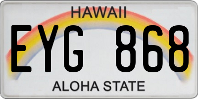 HI license plate EYG868