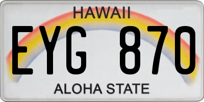 HI license plate EYG870