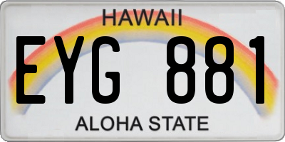 HI license plate EYG881