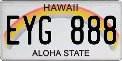 HI license plate EYG888