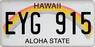 HI license plate EYG915