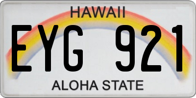 HI license plate EYG921