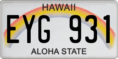 HI license plate EYG931