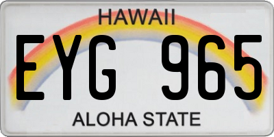 HI license plate EYG965