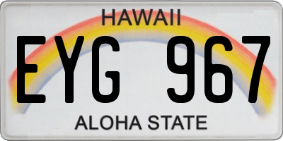 HI license plate EYG967