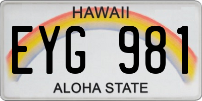 HI license plate EYG981