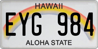 HI license plate EYG984