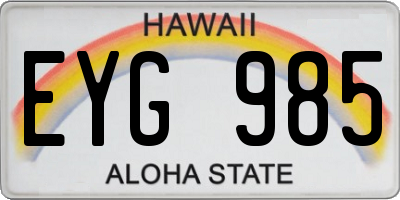HI license plate EYG985
