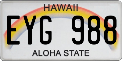 HI license plate EYG988