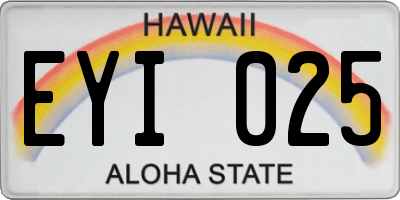 HI license plate EYI025