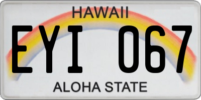HI license plate EYI067