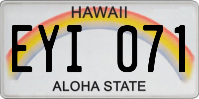 HI license plate EYI071