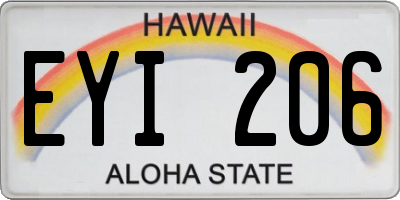 HI license plate EYI206