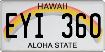 HI license plate EYI360