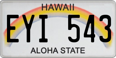 HI license plate EYI543