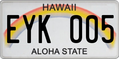 HI license plate EYK005