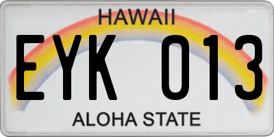 HI license plate EYK013