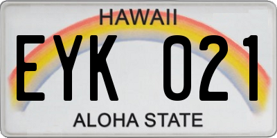 HI license plate EYK021