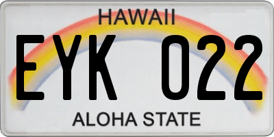 HI license plate EYK022