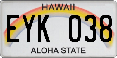 HI license plate EYK038