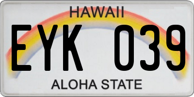 HI license plate EYK039