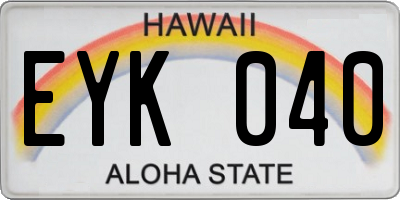 HI license plate EYK040