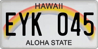HI license plate EYK045