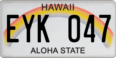 HI license plate EYK047