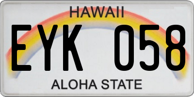 HI license plate EYK058