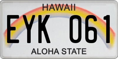HI license plate EYK061