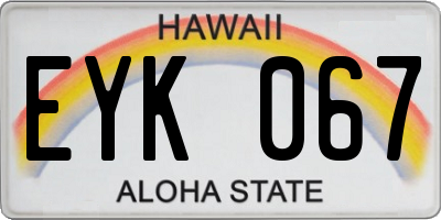 HI license plate EYK067