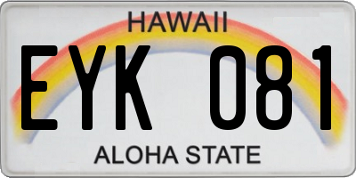 HI license plate EYK081