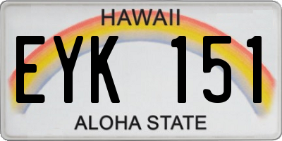 HI license plate EYK151