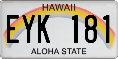 HI license plate EYK181