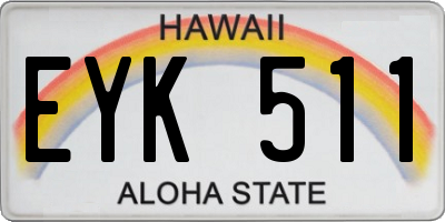 HI license plate EYK511