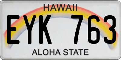 HI license plate EYK763
