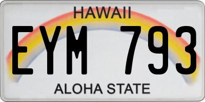 HI license plate EYM793