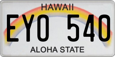 HI license plate EYO540